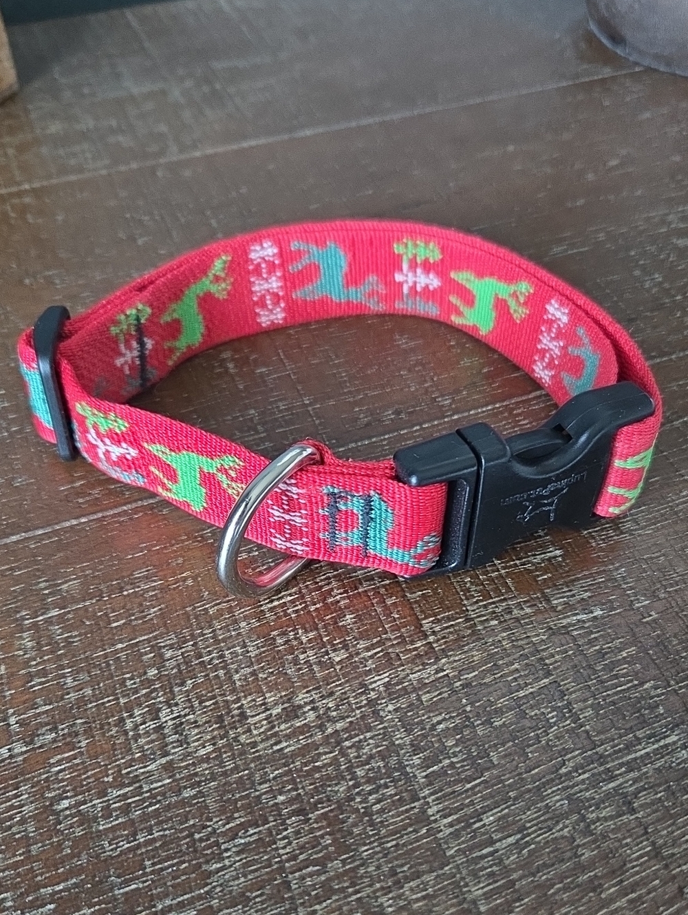 Christmas Dog Collar, Nylon, Med- Large, Reindeers & Tree Pattern, Adjustable